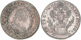 Franz I. Stephan 1745-1765
20 Kreuzer, 1765 BM / SK-PD. Kremnitz
6,67g
ANK 18
ss/vz