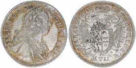 Franz I. Stephan 1745-1765
XVII Kreuzer, 1764 NB. Nagybanya
6,09g
ANK 16
ss