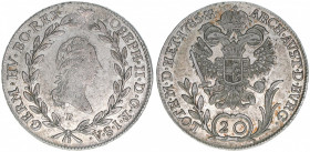 Joseph II. 1780-1790
20 Kreuzer, 1785 B. Kremnitz
6,64g
ANK 12
ss/vz