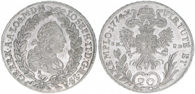 Joseph II. 1780-1790
20 Kreuzer, 1774 B /SK-PD. Kremnitz
6,66g
ANK 183
vz-
