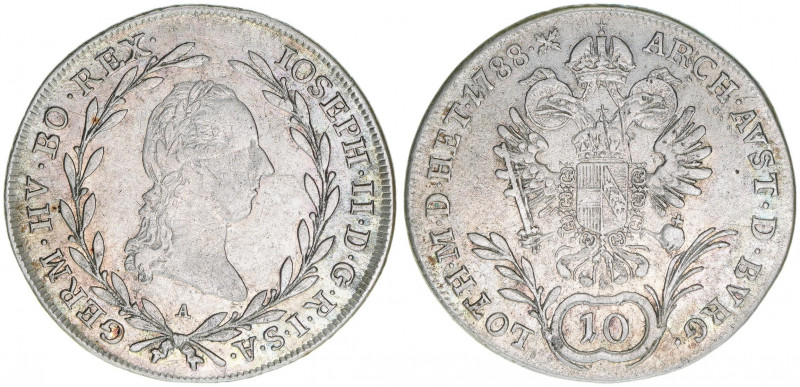 Joseph II. 1780-1790
10 Kreuzer, 1788 A. Wien
3,85g
ANK 9
ss+