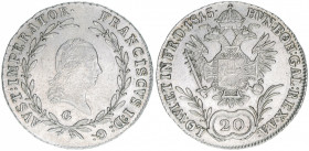 Kaiser Franz (II.) I.1792-1835
20 Kreuzer, 1815 G. Nagybanya
6,64g
ANK 43
ss/vz
