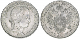 Kaiser Ferdinand I. 1835-1848
20 Kreuzer, 1848 A. Wien
6,65g
ANK 8
vz