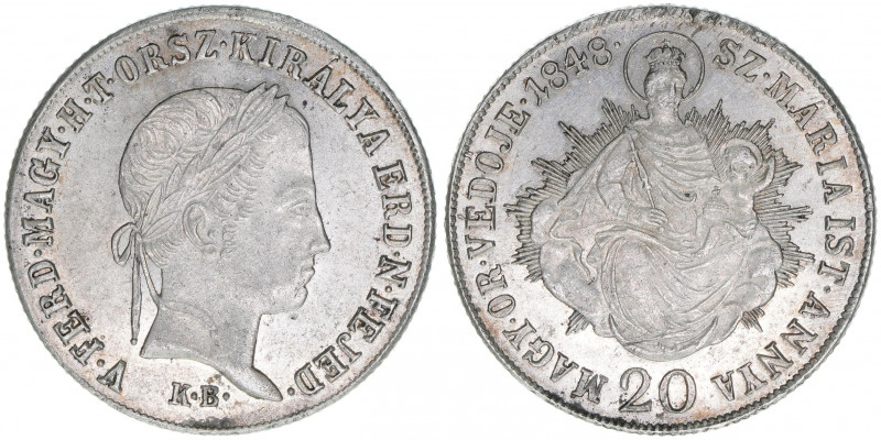 Kaiser Ferdinand I. 1835-1848
20 Kreuzer, 1848 KB. Kremnitz
6,59g
ANK 80
vz