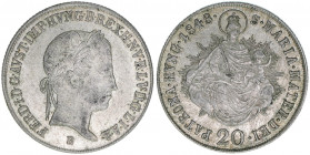 Kaiser Ferdinand I. 1835-1848
20 Kreuzer, 1848 B. Kremnitz
6,67g
ANK 15
vz-