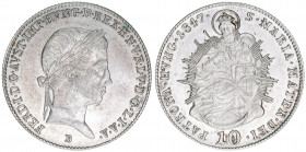 Kaiser Ferdinand I. 1835-1848
10 Kreuzer, 1847 B. Kremnitz
3,90g
ANK 14
vz-