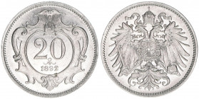 Kaiser Franz Joseph I. 1848-1916
20 Heller, 1892. Auflage 1,500.000
4,02g
vz