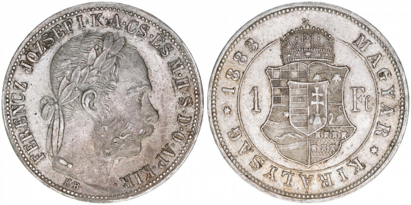 Kaiser Franz Joseph I. 1848-1916
1 Forint, 1883 KB. Kremnitz
12,41g
ss/vz