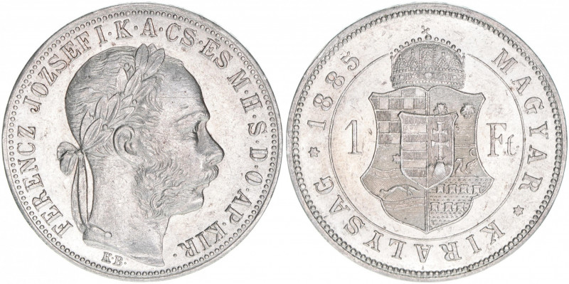 Kaiser Franz Joseph I. 1848-1916
1 Forint, 1885 KB. Kremnitz
12,40g
ss/vz