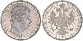 Kaiser Franz Joseph I. 1848-1916
1 Gulden, 1858 A. Wien
12,35g
vz-
