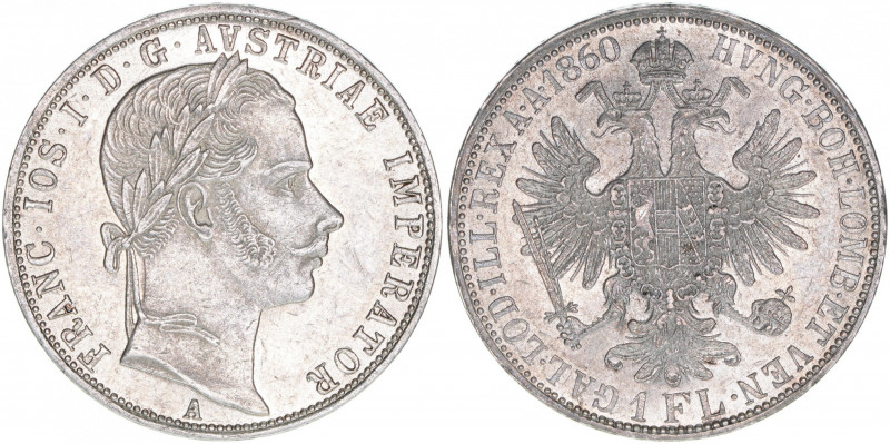 Kaiser Franz Joseph I. 1848-1916
1 Gulden, 1860 A. Wien
12,35g
vz