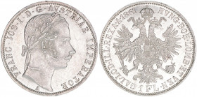 Kaiser Franz Joseph I. 1848-1916
1 Gulden, 1861 A. Wien
12,37g
vz