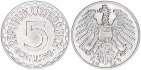 5 Schilling 1952-1957 Aluminium
1. Republik 1918-1938. 5 Schilling, 1957. Auflage 240200 - sehr selten
4g
ANK 35
vz+