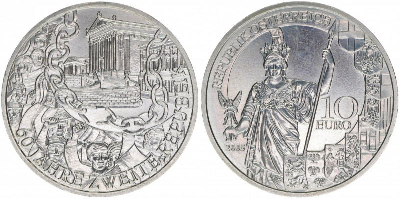 Sondergedenkmünze
2. Republik ab 1945. 10 Euro, 2005. 60 Jahre Zweite Republik
W...