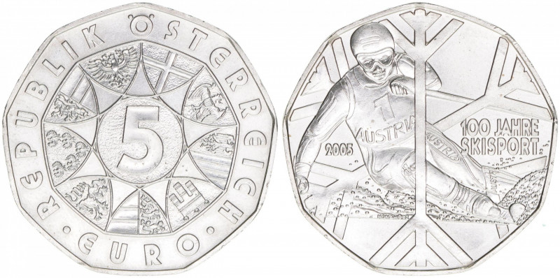 Sondergedenkmünze
2. Republik ab 1945. 5 Euro, 2005. 100 Jahre Skisport
Wien
stf...