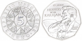Sondergedenkmünze
2. Republik ab 1945. 5 Euro, 2008. Herbert von Karajan
Wien
stfr