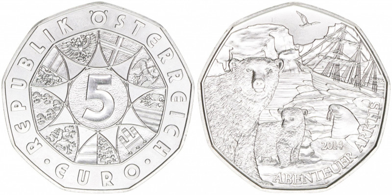 Sondergedenkmünze
2. Republik ab 1945. 5 Euro, 2014. Abenteuer Arktis
Wien
stfr