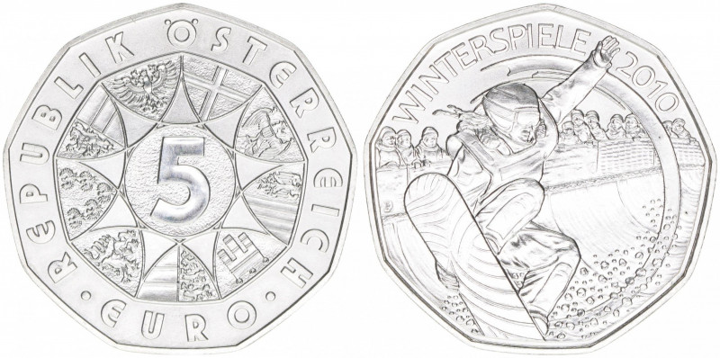 Sondergedenkmünze
2. Republik ab 1945. 5 Euro, 2010. Winterspiele
Wien
stfr