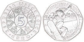 Sondergedenkmünze
2. Republik ab 1945. 5 Euro, 2010. Winterspiele
Wien
stfr