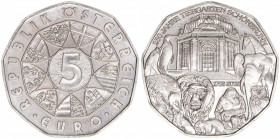 Sondergedenkmünze
2. Republik ab 1945. 5 Euro, 2002. 250 Jahr Tiergarten Schönbrunn
Wien
stfr