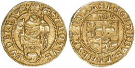 Leonhard von Keutschach 1495-1519
Erzbistum Salzburg. Goldgulden, 1509. sehr selten
Salzburg
3,13g
Zöttl 18, Probszt 79, BR -
ss/vz