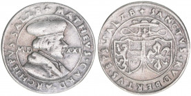 Matthäus Lang von Wellenburg 1519-1540
Erzbistum Salzburg. 10 Kreuzer, 1521. äußerst selten
Salzburg
5,81g
Zöttl 240, Probszt 238
ss-