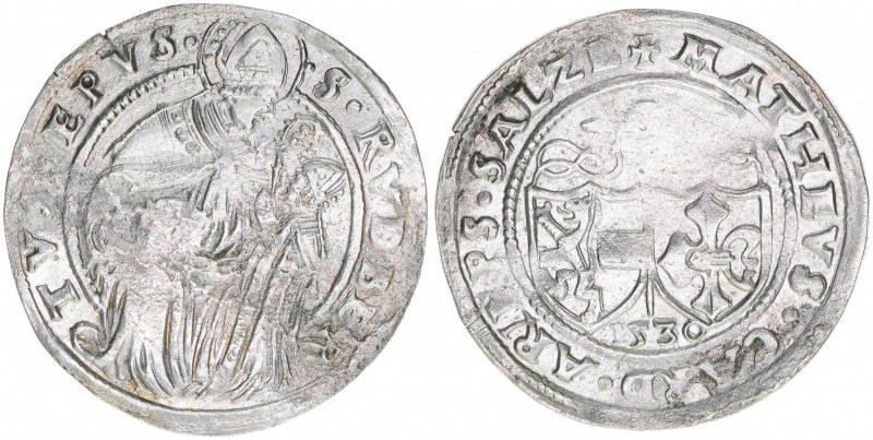 Matthäus Lang von Wellenburg 1519-1540
Erzbistum Salzburg. 10 Kreuzer, 1530. Sal...