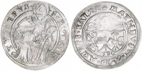 Matthäus Lang von Wellenburg 1519-1540
Erzbistum Salzburg. 10 Kreuzer, 1530. Salzburg
4,95g
Zöttl 248, Probszt 246
ss+