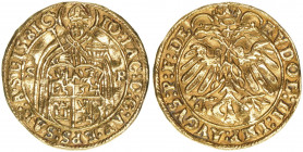 Johann Jakob Khuen von Belasi 1560-1586
Erzbistum Salzburg. Dukat, 1581. sehr selten
Salzburg
3,41g
Zöttl 580, Probszt 508
ss/vz