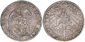 Johann Jakob Khuen von Belasi 1560-1586
Erzbistum Salzburg. Guldentaler, 1579. Salzburg
24,28g
Zöttl 642, Probszt 586
ss