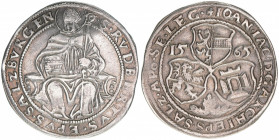 Johann Jakob Khuen von Belasi 1560-1586
Erzbistum Salzburg. 1/4 Taler, 1565. selten
Salzburg
7,04g
Zöttl 684, Probszt 568, BR 1186
ss/vz