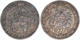 Johann Jakob Khuen von Belasi 1560-1586
Erzbistum Salzburg. 10 Kreuzer, 1578. äußerst selten
Salzburg
4,03g
Zöttl 702, Probszt 615, BR 1479
ss/vz