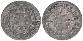 Paris Graf Lodron 1619-1653
Erzbistum Salzburg. 1 Kreuzer, 1640. Salzburg
0,74g
Zöttl 1647, Probszt 1342
ss-