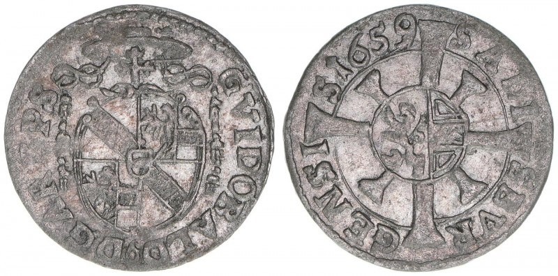 Guidobald Graf Thun-Hohenstein 1654-1668
Erzbistum Salzburg. 1 Kreuzer, 1659. Sa...