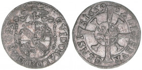 Guidobald Graf Thun-Hohenstein 1654-1668
Erzbistum Salzburg. 1 Kreuzer, 1659. Salzburg
0,71g
Zöttl 1838, Probszt 1516
ss