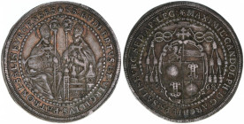 Max Gandolph Graf Kuenburg 1668-1687
Erzbistum Salzburg. 1/2 Taler, 1668. Salzburg
14,32g
Zöttl 2006 Blume
ss/vz