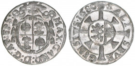 Max Gandolph Graf Kuenburg 1668-1687
Erzbistum Salzburg. 1 Kreuzer, 1680. Salzburg
0,74g
Zöttl 2051, Probszt 1707
ss/vz