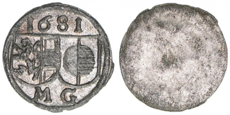 Max Gandolph Graf Kuenburg 1668-1687
Erzbistum Salzburg. Pfennig, 1681. Salzburg...