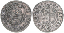 Johann Ernst Graf Thun-Hohenstein 1687-1709
Erzbistum Salzburg. 1/2 Reichsbatzen, 1700. Salzburg
1,15g
Zöttl 2233, Probszt 1869
ss/vz