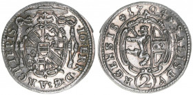 Johann Ernst Graf Thun-Hohenstein 1687-1709
Erzbistum Salzburg. 1/2 Reichsbatzen, 1704. Salzburg
1,21g
Zöttl 2237, Probszt 1873
vz