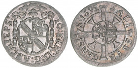 Johann Ernst Graf Thun-Hohenstein 1687-1709
Erzbistum Salzburg. 1 Kreuzer, 1695. Salzburg
0,79g
Zöttl 2251, Probszt 1887
vz