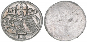 Johann Ernst Graf Thun-Hohenstein 1687-1709
Erzbistum Salzburg. 1/2 Kreuzer, 1700. Salzburg
0,49g
Zöttl 2278, Probszt 1912
vz/stfr