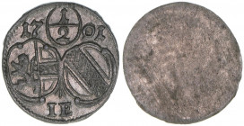 Johann Ernst Graf Thun-Hohenstein 1687-1709
Erzbistum Salzburg. 1/2 Kreuzer, 1701. Salzburg
0,46g
Zöttl 2279, Pobszt 1913
vz