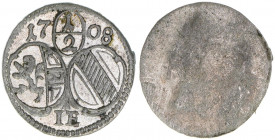 Johann Ernst Graf Thun-Hohenstein 1687-1709
Erzbistum Salzburg. 1/2 Kreuzer, 1708. Salzburg
0,47g
Zöttl 2286, Probszt 1920
vz/stfr