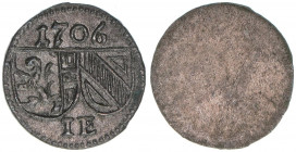 Johann Ernst Graf Thun-Hohenstein 1687-1709
Erzbistum Salzburg. Pfennig, 1706. Salzburg
0,26g
Zöttl 2307, Probszt1940
vz-