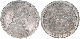 Hieronymus Graf Colloredo 1772-1803
Erzbistum Salzburg. 20 Kreuzer, 1793. Salzburg
6,65g
Zöttl 3286, Probszt 2491
ss/vz