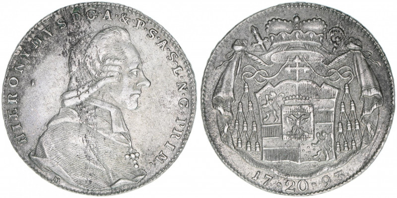 Hieronymus Graf Colloredo 1772-1803
Erzbistum Salzburg. 20 Kreuzer, 1793. Salzbu...