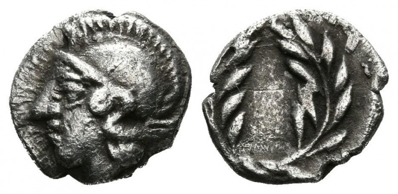 AEOLIS, Elaia. Hemióbolo. (Ar. 0,38g/8mm). 450-400 a.C. (SNG Copenhagen 164). An...