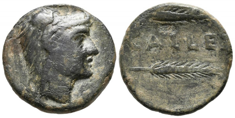 CALLET (El Coronil, Sevilla). As. (Ae. 13,15g/25mm). 50 a.C. (FAB-433). Anv: Cab...