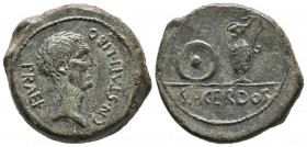 CARTAGONOVA (Cartagena, Murcia). Semis. (Ae. 9,91g/23mm). 27 a.C.-14 d.C. (FAB-587). Anv: Cabeza de Agripa a derecha, alrededor leyenda: CN STATI LIBO...